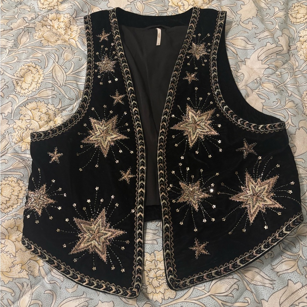 Free People Black Star Gaze Embellished Vest